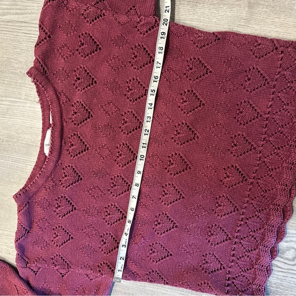 Vintage Pink Paris Sport Club Cotton Ramie Hearts Sweater - Picture 11 of 13